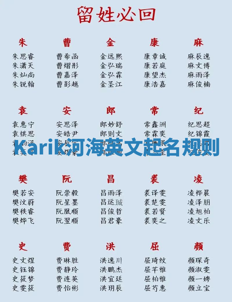 Karik河海英文起名规则 Karik河海英文起名规则
