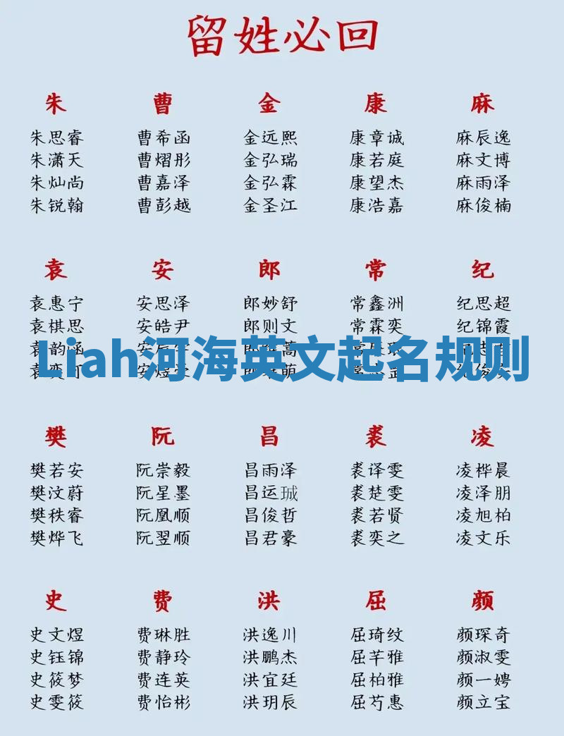 Liah河海英文起名规则 Liah河海英文起名规则