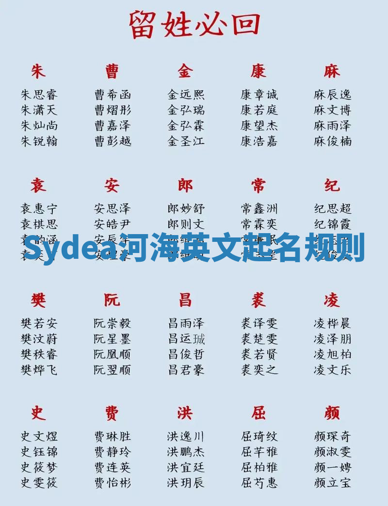 Sydea河海英文起名规则 Sydea河海英文起名规则